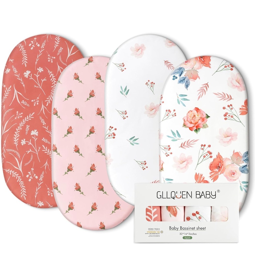 GLLQUEN BABY Floral Bassinet Sheets